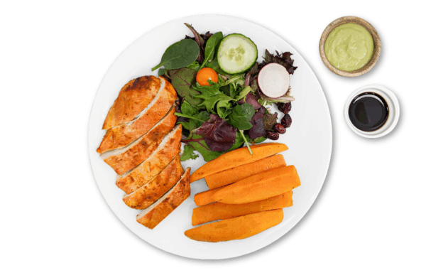 Avocado Chicken, Sweet Potatoes and Greens